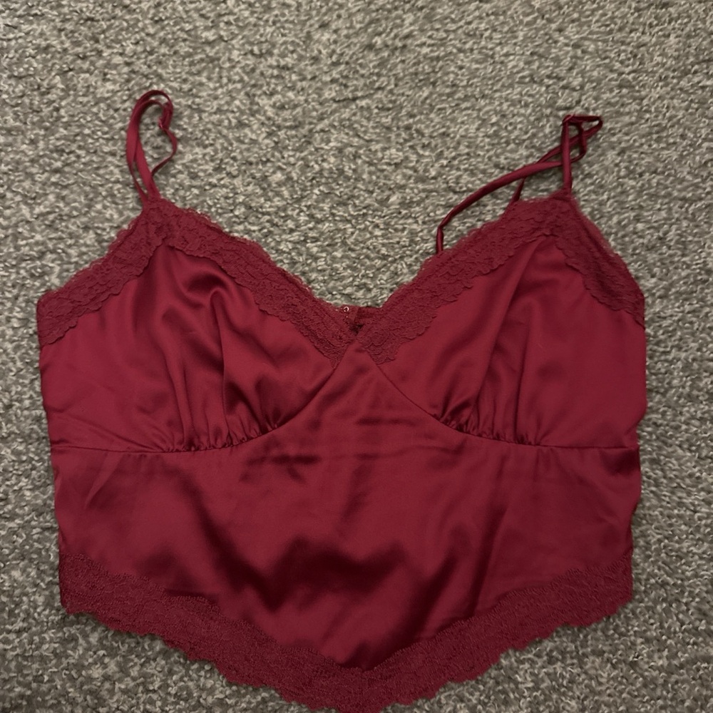 Windsor Lace Trim Satin Camisole - Deep Wine